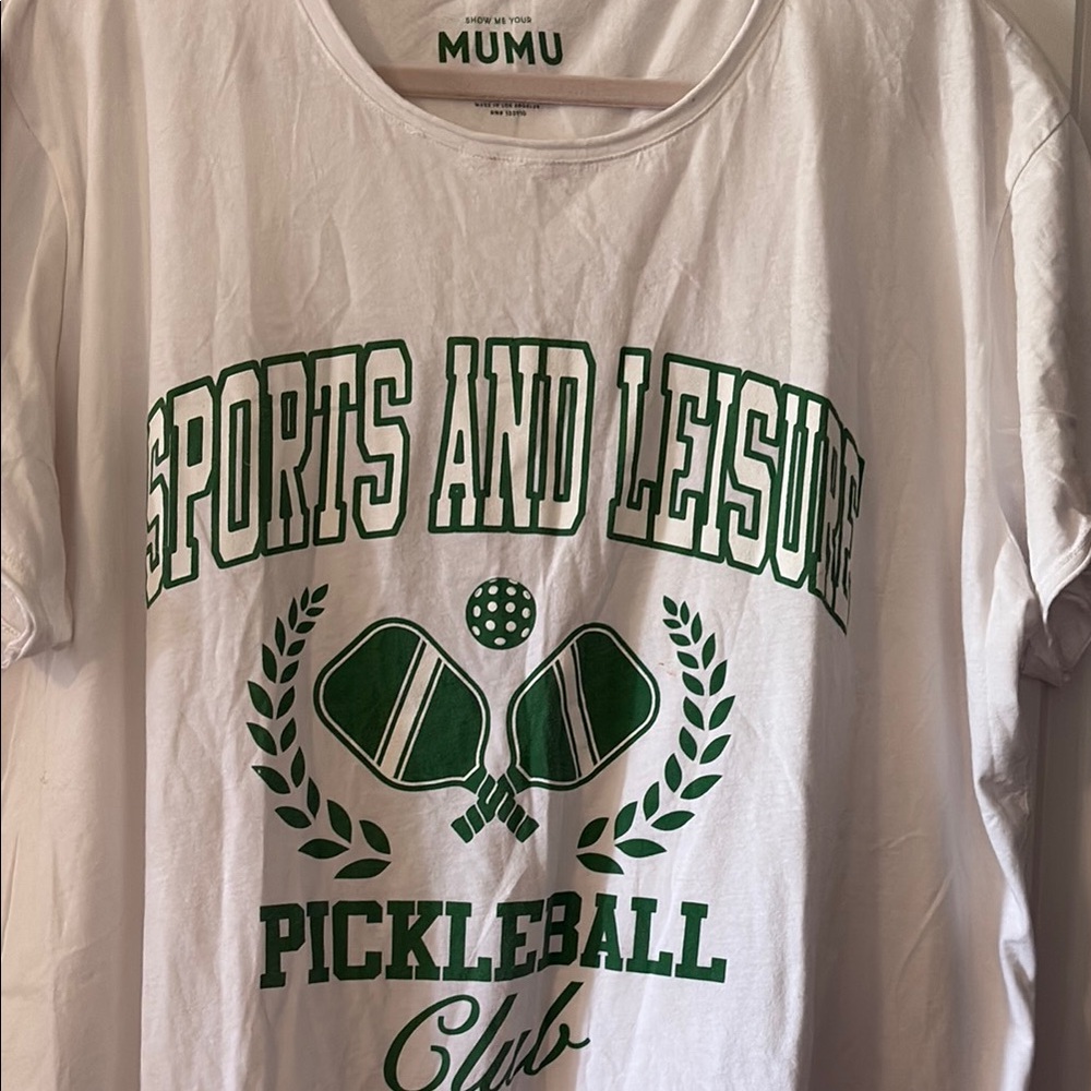 NWOT Show Me Your MuMu White Pickleball Club Tee Large (oversized)